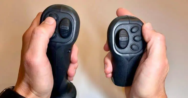 To the right is the cut-off Viper joystick, and to the left is the final Viper Slim resulting from that request from Epiroc.